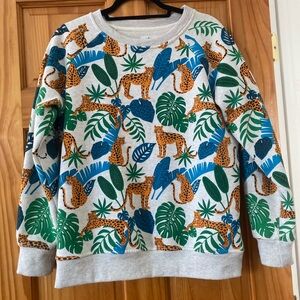 La Soul Jungle Leopard Print Sweatshirt Gray Crewneck Pullover Size S